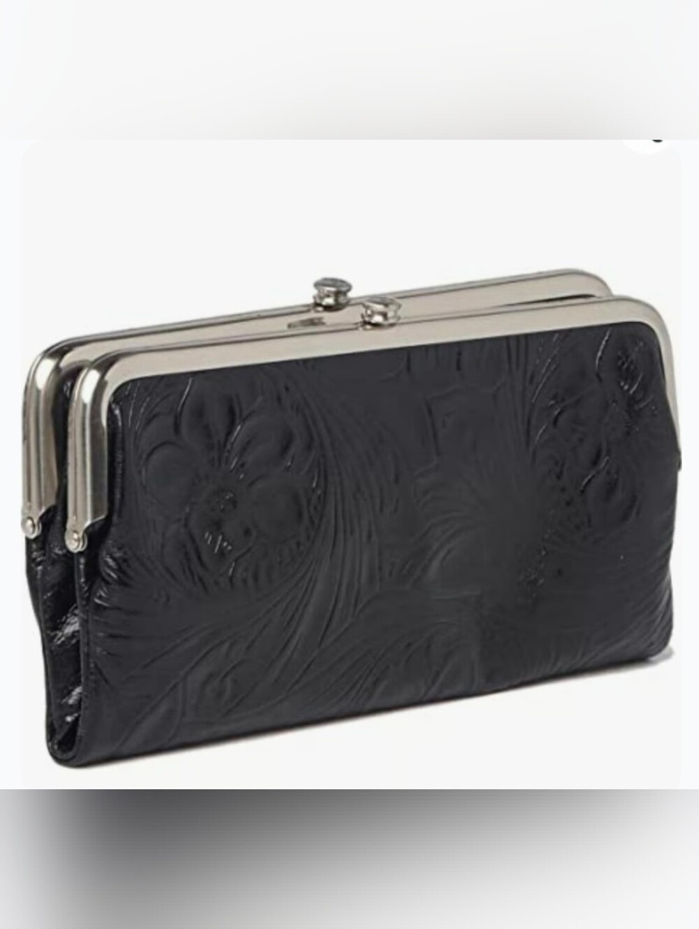 HOBO Lauren Clutch Black Embossed Flowers